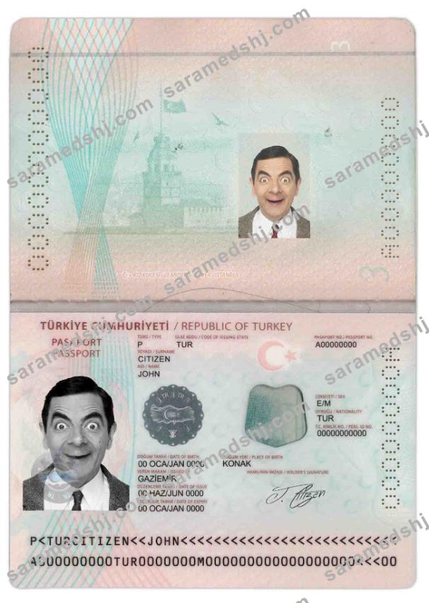 Turkey passport template in PSD format, fully editable (2018 – present)